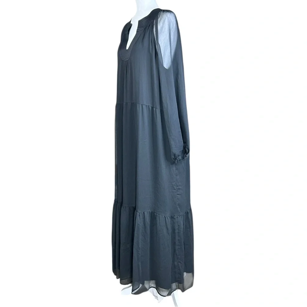Soft Surroundings Olga Tiered Maxi Dress XL Whimisgoth Dark Romantic Boho - Picture 6 of 14